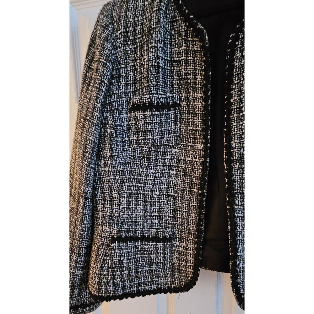 Charter Club Collarless Lined Tweed Jacket, Womans Black and White Size 16 - Picture 8 of 8
